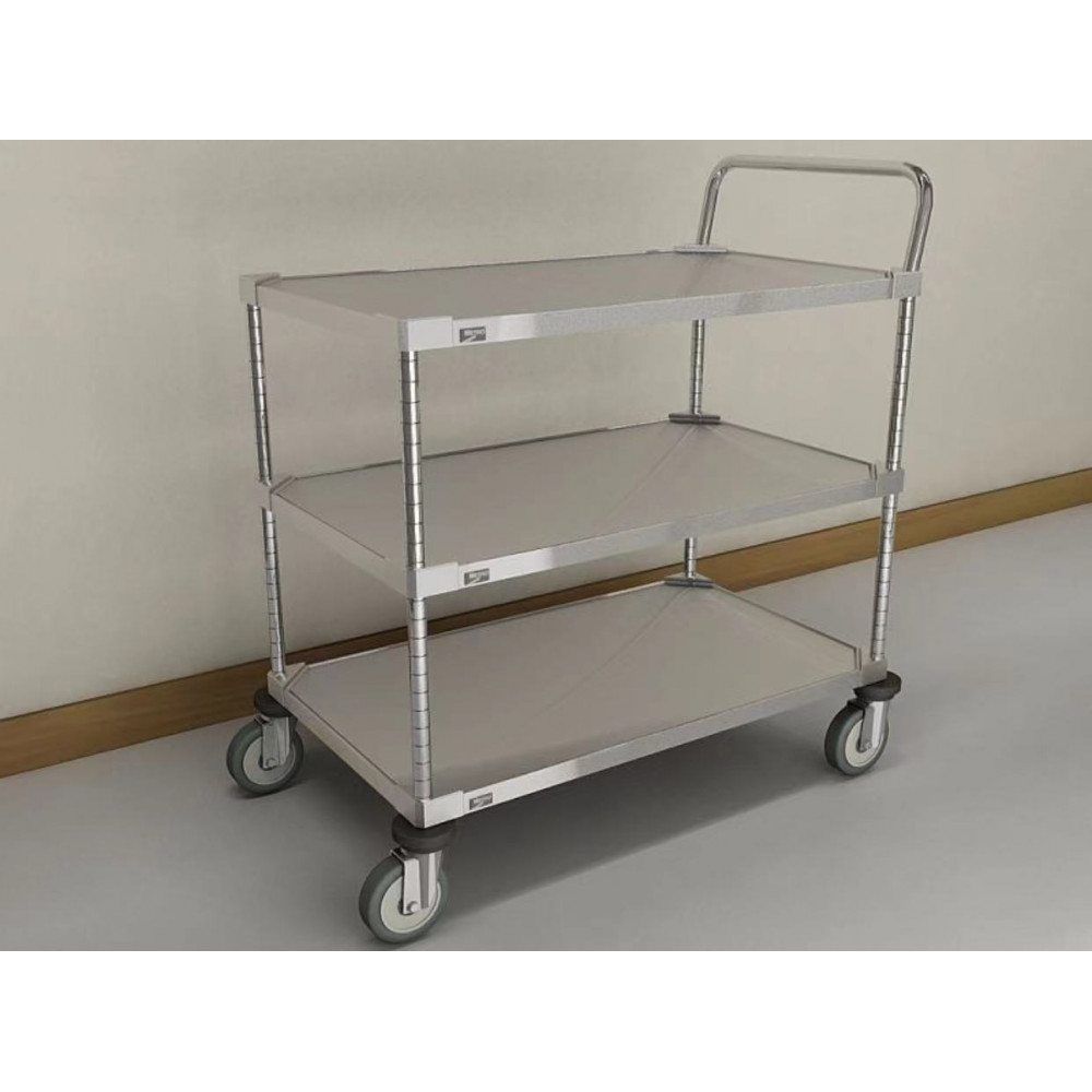 METRO MWS 200 Series Standard Duty Utility Cart, Stainless 3-Shelf