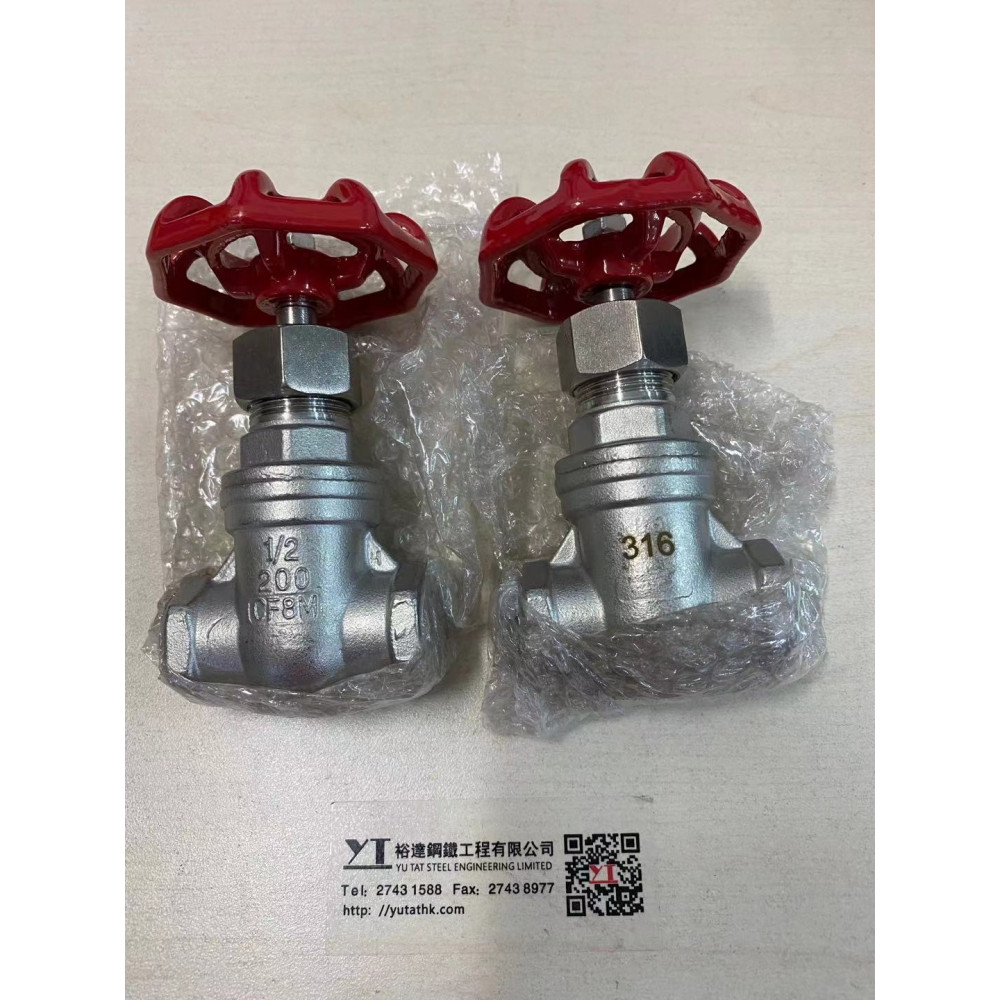 Stainless Steel 316 1/2" BSPT Threaded Gate Valve