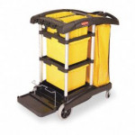 RUBBERMAID Black, Microfiber Janitor Cart