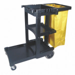 RUBBERMAID Black, Janitor Cart