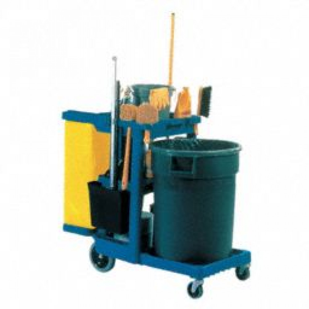 RUBBERMAID Blue, Janitor Cart