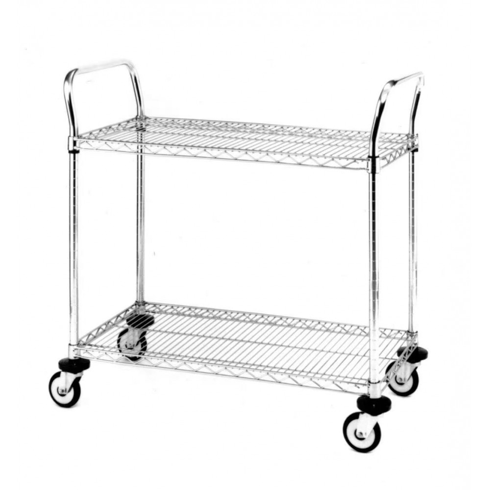 METRO MW600 Series Std. Duty Utility Carts, Chrome 2 shelf